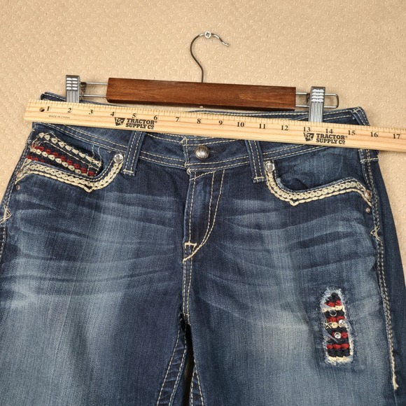 Ariat Turquoise Jeans Womens 29 S Bootcut Riding Embellished Flap Pocket Western - Picture 9 of 14